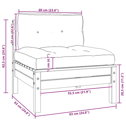 2-Sitzer-Gartensofa mit Kissen Weiß Massivholz Kiefer