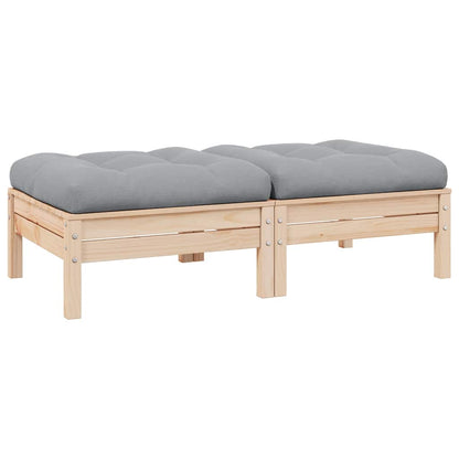 Gartensofa 2-Sitzer mit Kissen in Grau Massivholz Kiefer