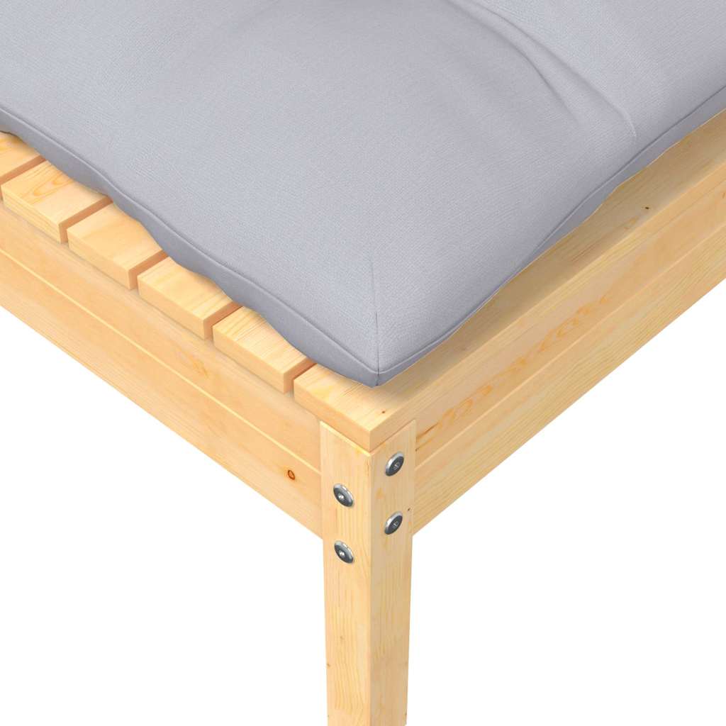 Gartensofa 2-Sitzer mit Kissen in Grau Massivholz Kiefer