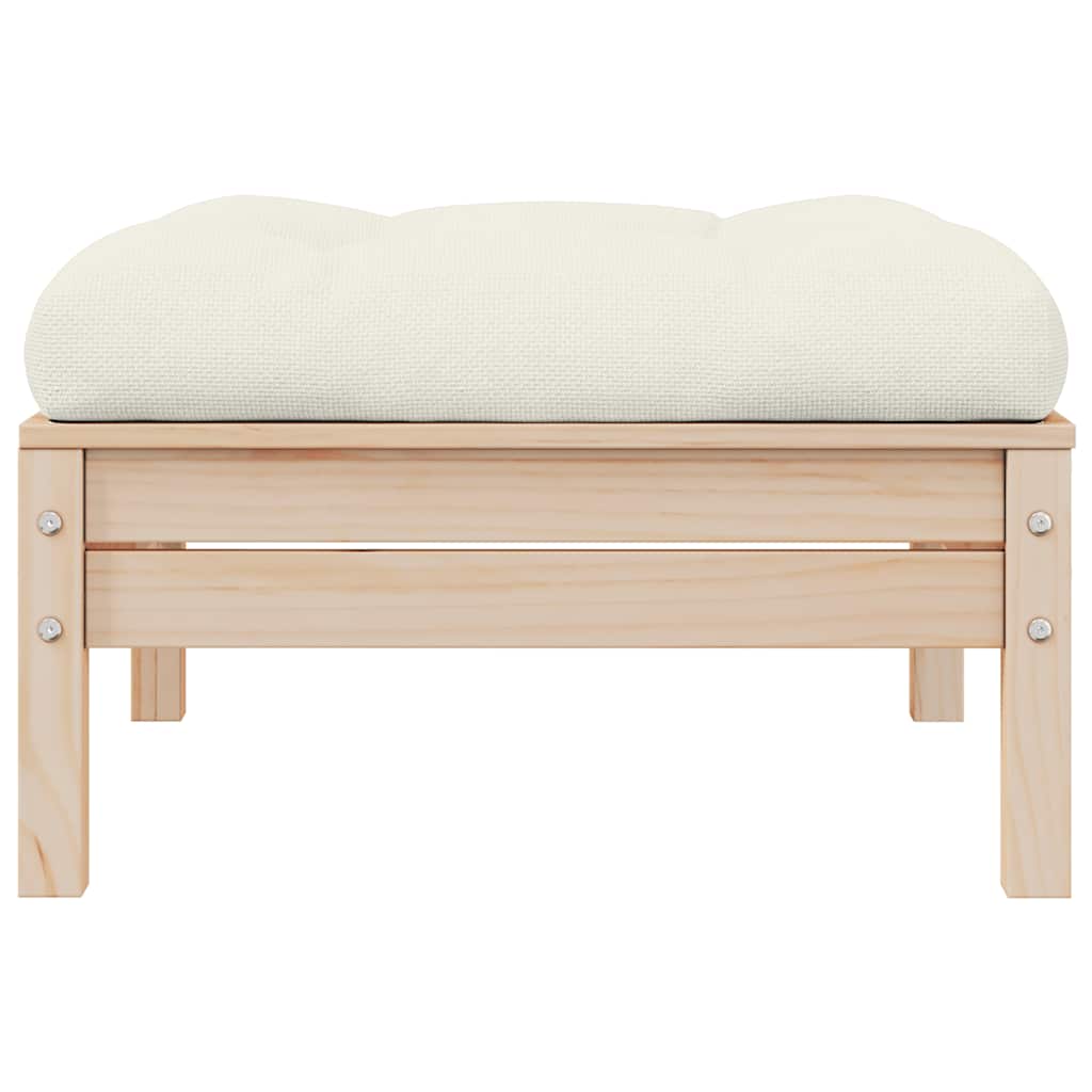 Gartensofa 2-Sitzer mit Kissen in Creme Massivholz Kiefer