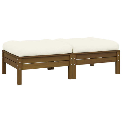 Gartensofa 2-Sitzer mit Creme Kissen Massivholz Kiefer