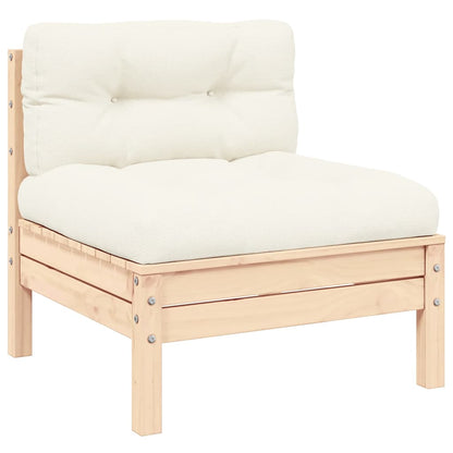 3-tlg. Garten-Lounge-Set mit Kissen in Creme Massivholz Kiefer