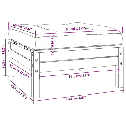 3-tlg. Garten-Lounge-Set mit Kissen in Creme Massivholz Kiefer