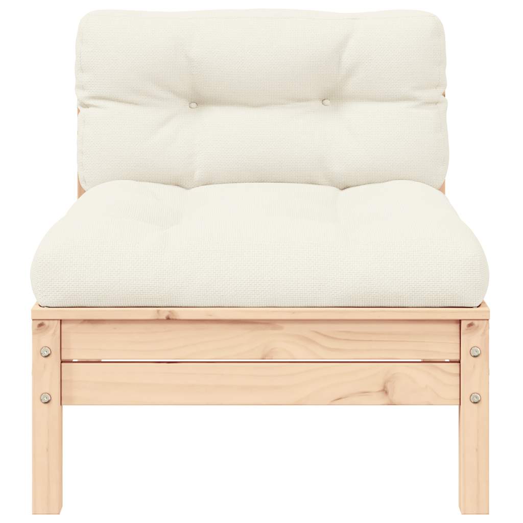 3-tlg. Garten-Lounge-Set mit Kissen in Creme Massivholz Kiefer