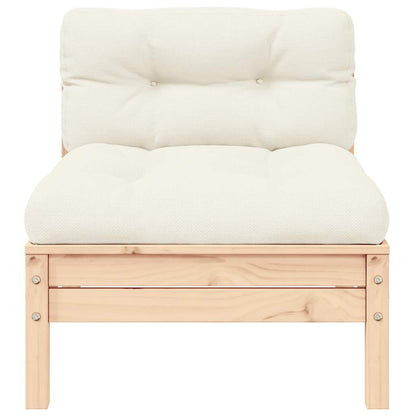 3-tlg. Garten-Lounge-Set mit Kissen in Creme Massivholz Kiefer