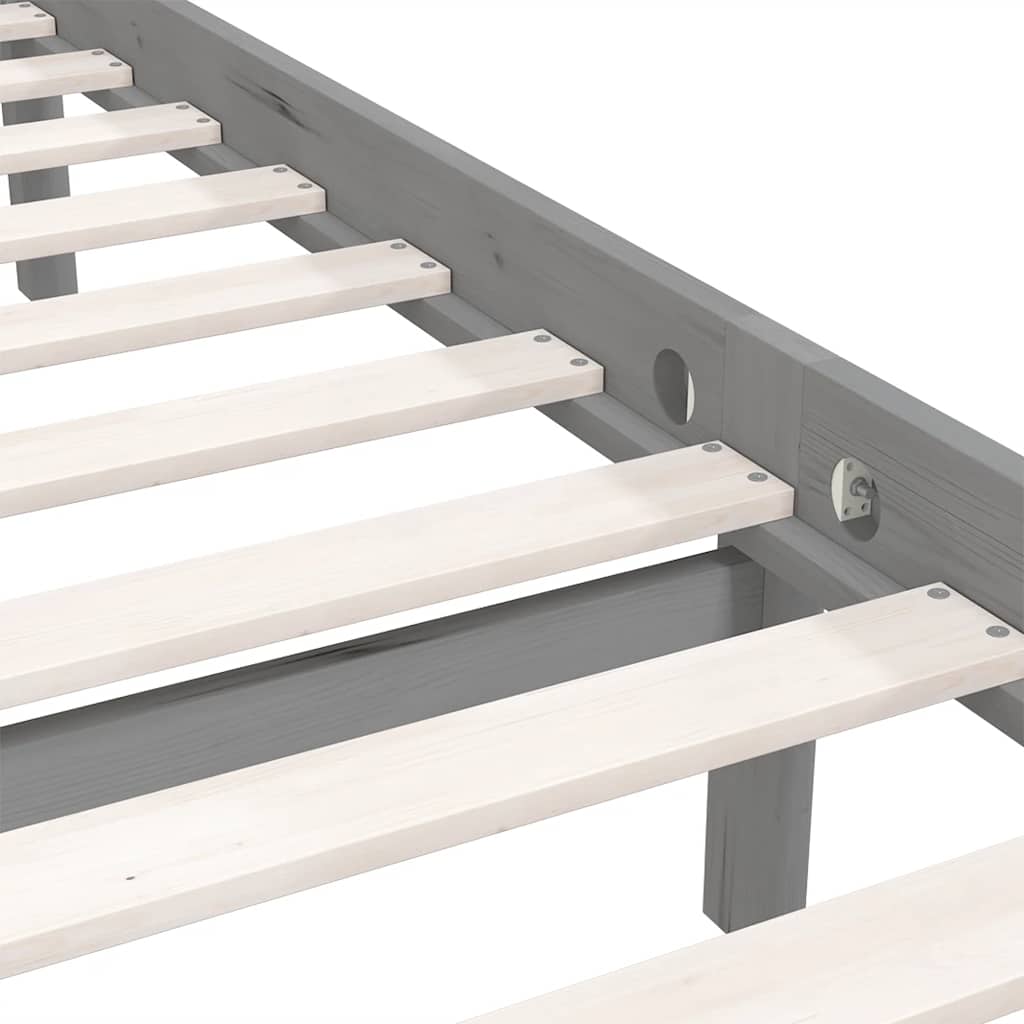 Massivholzbett Grau Kiefer 200x200 cm