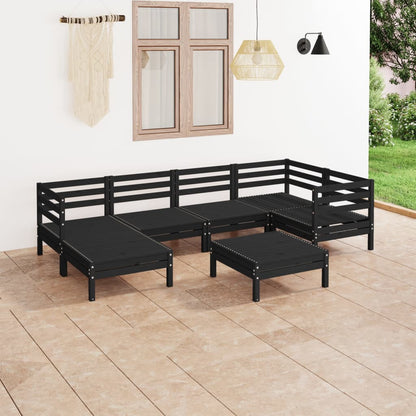 7-tlg. Garten-Lounge-Set Massivholz Kiefer Schwarz