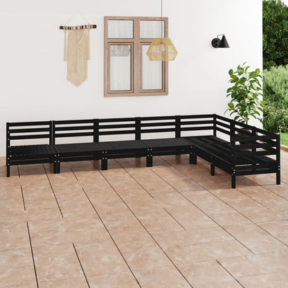 7-tlg. Garten-Lounge-Set Massivholz Kiefer Schwarz