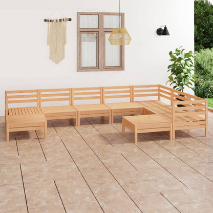 9-tlg. Garten-Lounge-Set Massivholz Kiefer