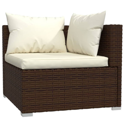 3-tlg. Garten-Lounge-Set mit Auflagen Braun Poly Rattan