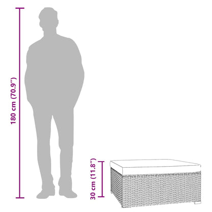 Gartenhocker mit Kissen Braun 70x70x30 cm Poly Rattan