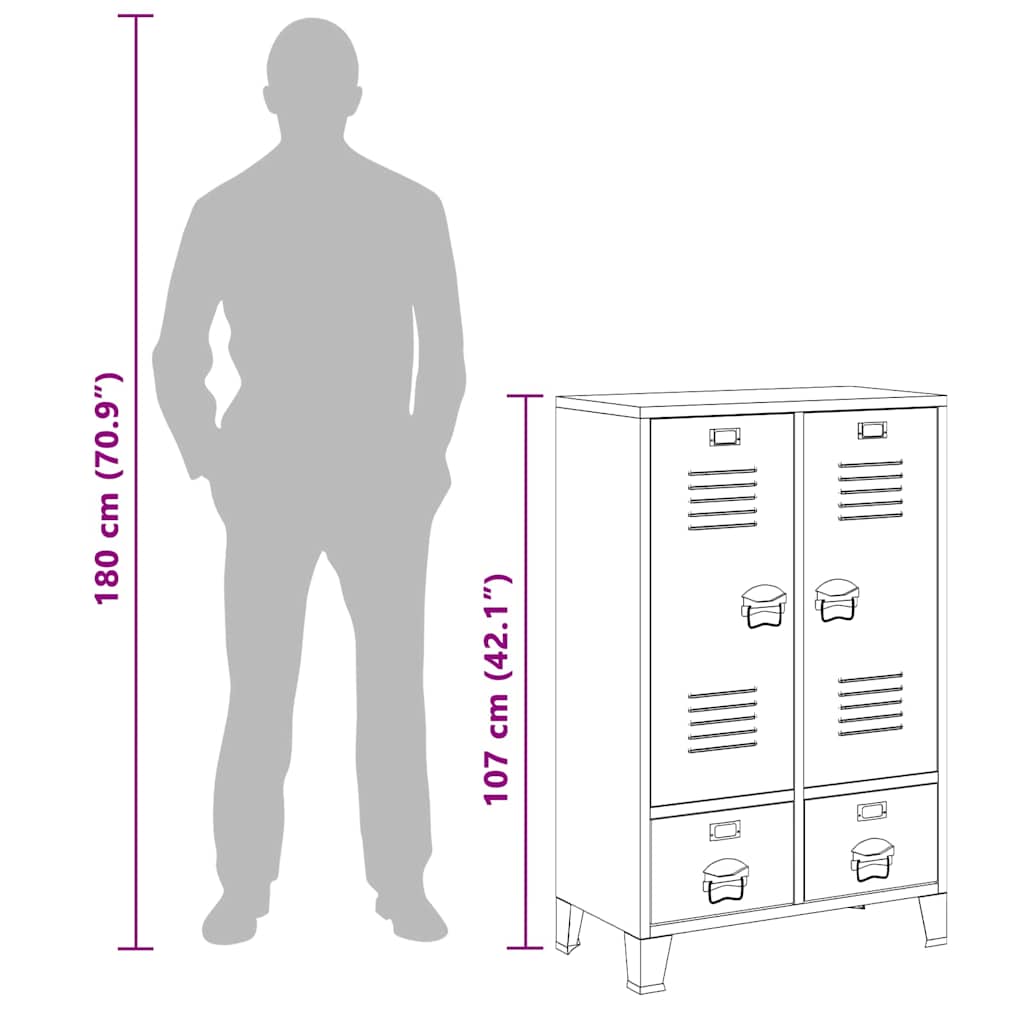 Kleiderschrank Industrie-Stil Weiß 67x35x107 cm Stahl