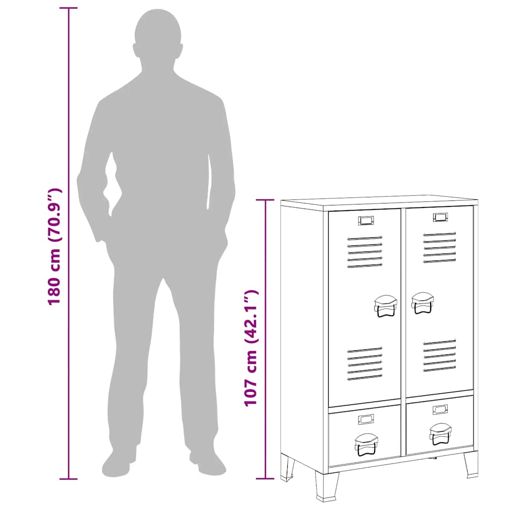 Kleiderschrank Industrie-Stil Anthrazit 67x35x107 cm Stahl