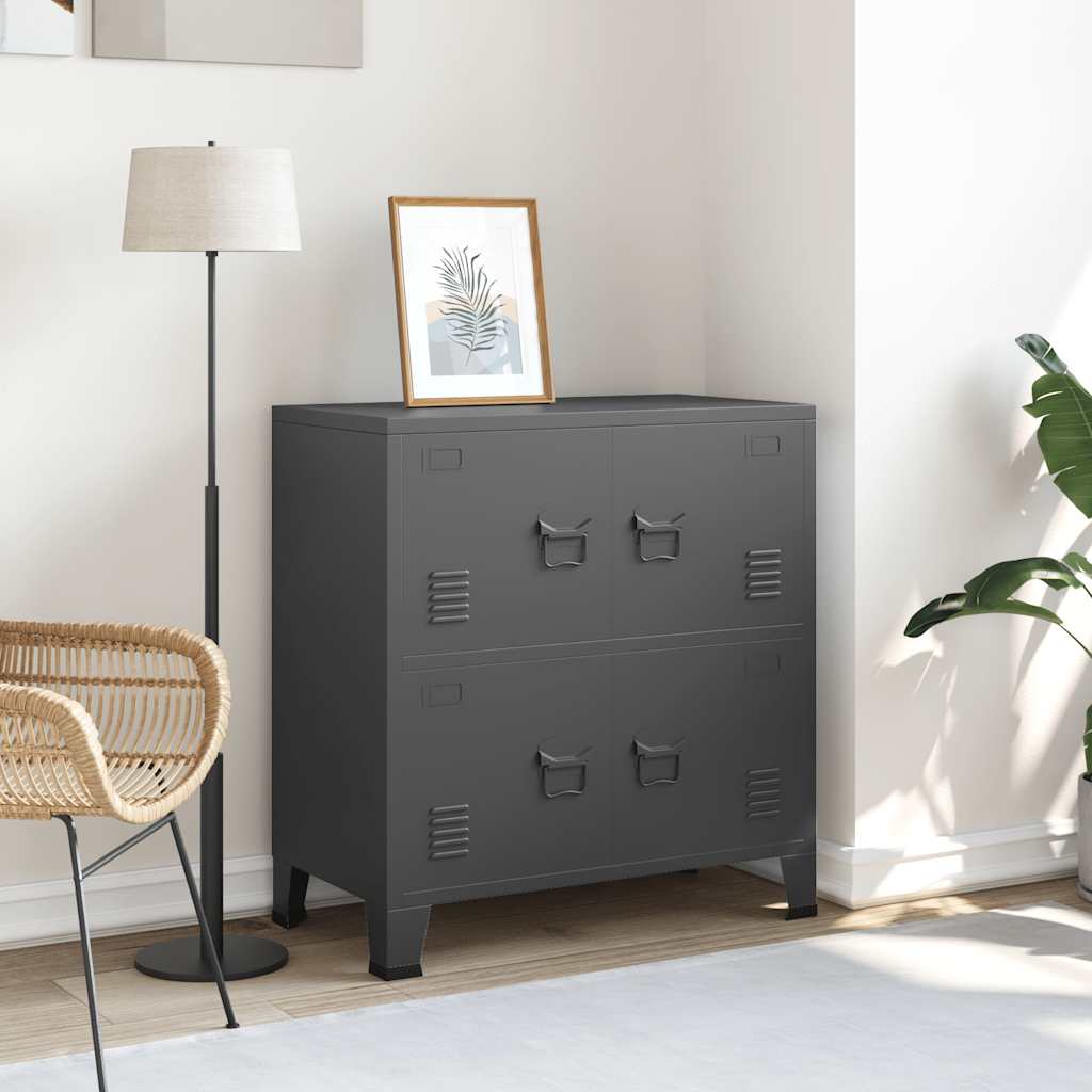 Aufbewahrungstruhe Industrial Anthrazit 75x40x80 cm Stahl