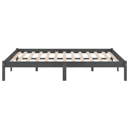 Massivholzbett Grau Kiefer 200x200 cm