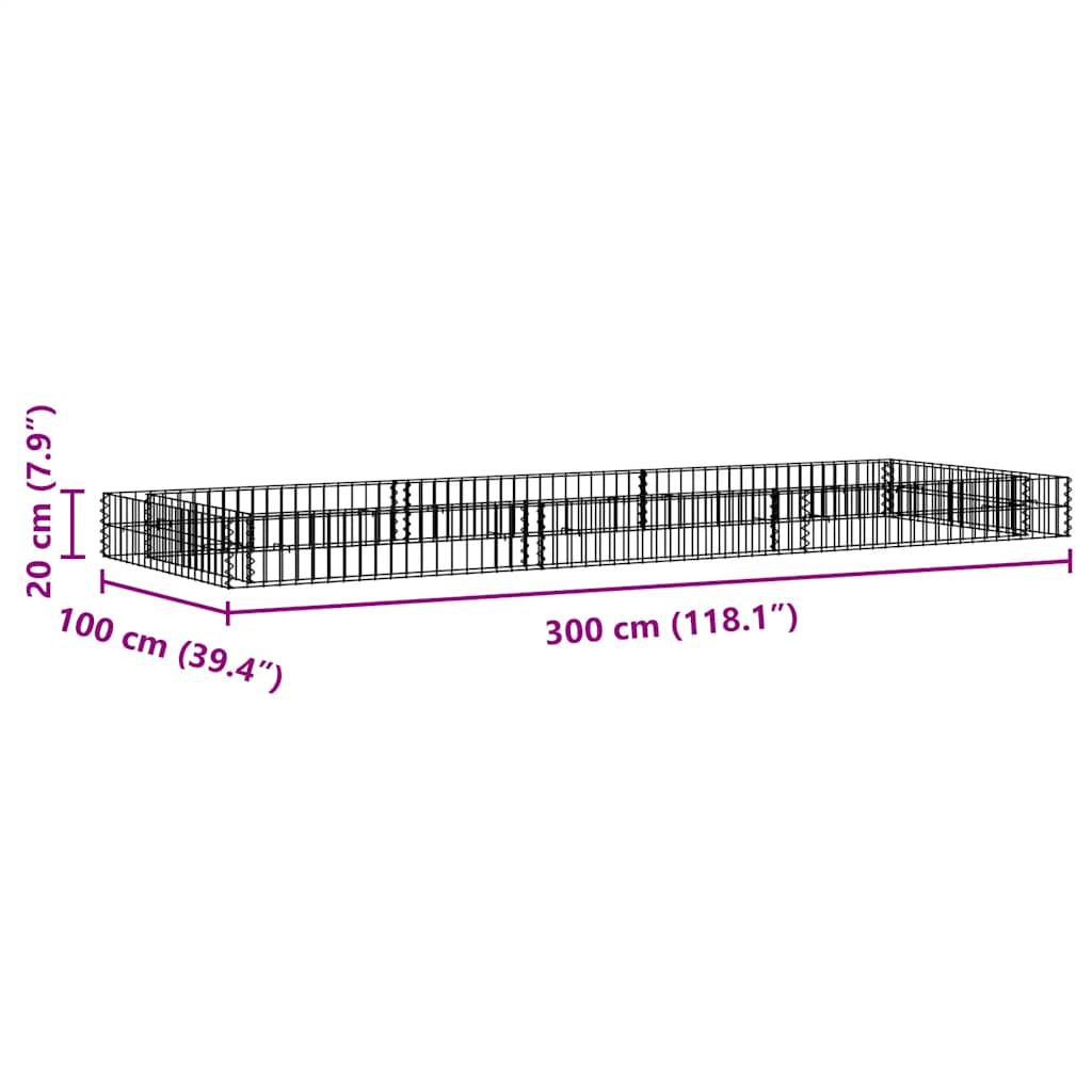 Gabionen-Hochbeet Verzinkter Stahl 300x100x20 cm