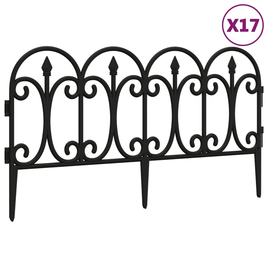 Rasenkanten 17 Stk. Schwarz 10 m PP