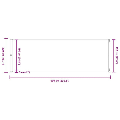 Seitenmarkise Ausziehbar 200x600 cm Creme