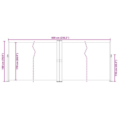 Seitenmarkise Ausziehbar Schwarz 180x600 cm