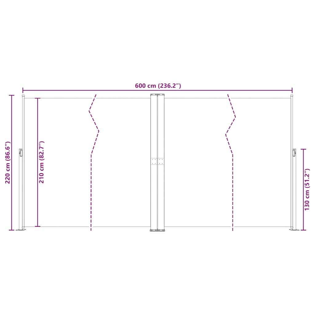 Seitenmarkise Ausziehbar Rot 220x600 cm