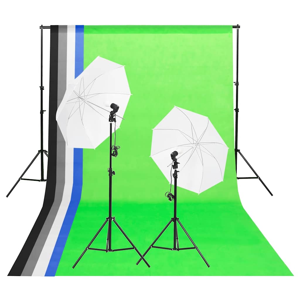 Fotostudio-Beleuchtung Set mit Hintergründen & Schirmen