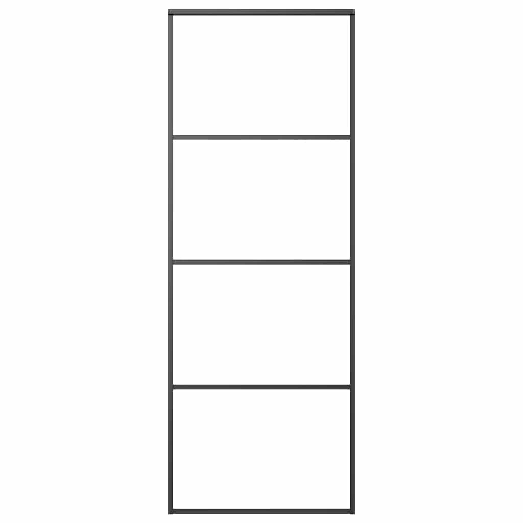 Schiebetür ESG-Glas und Aluminium mattiert 76x205 cm Schwarz