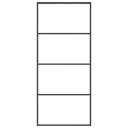 Schiebetür ESG-Glas und Aluminium mattiert 90x205 cm Schwarz