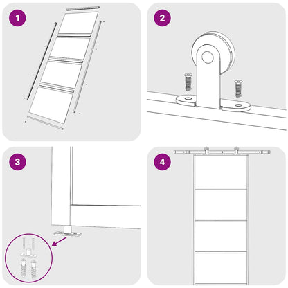 Schiebetür ESG-Glas und Aluminium mattiert 90x205 cm Schwarz