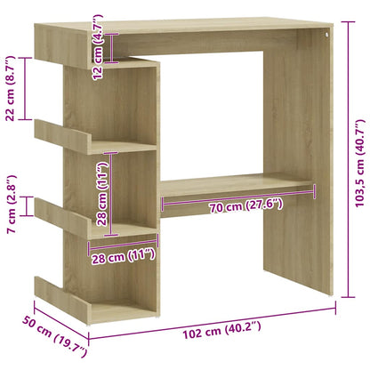 Bartisch mit Regal Sonoma-Eiche 100x50x101,5 cm Holzwerkstoff