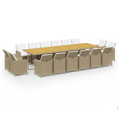 17-tlg. Garten-Essgruppe mit Kissen Poly Rattan Beige