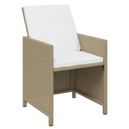 17-tlg. Garten-Essgruppe mit Kissen Beige Poly Rattan