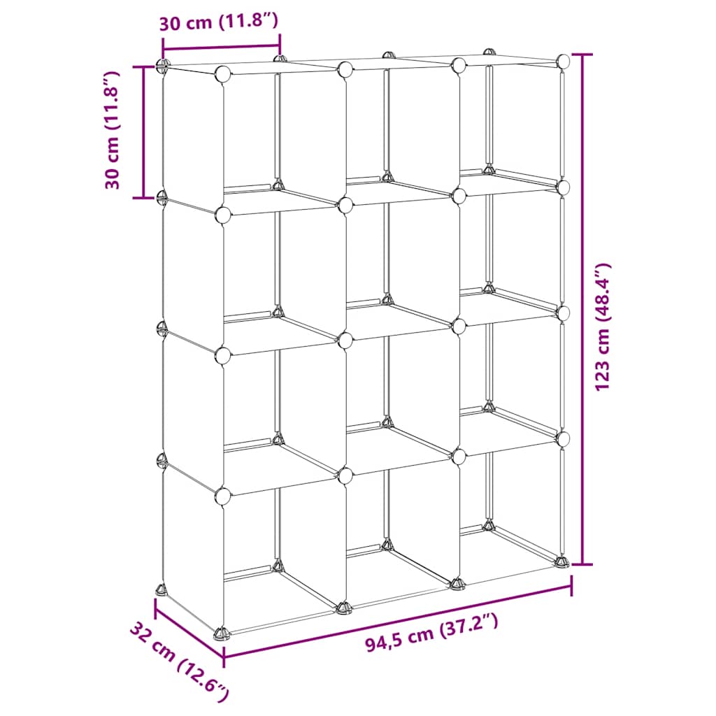 Regalsystem mit 12 Würfeln Schwarz PP