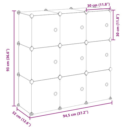 Aufbewahrungswürfel-Organizer mit 9 Würfeln und Türen Transparent PP