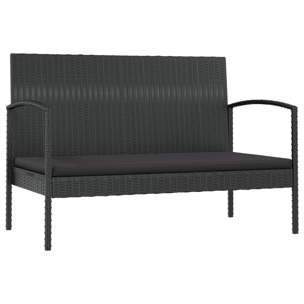 8-tlg. Garten-Lounge-Set mit Auflagen Poly Rattan Schwarz