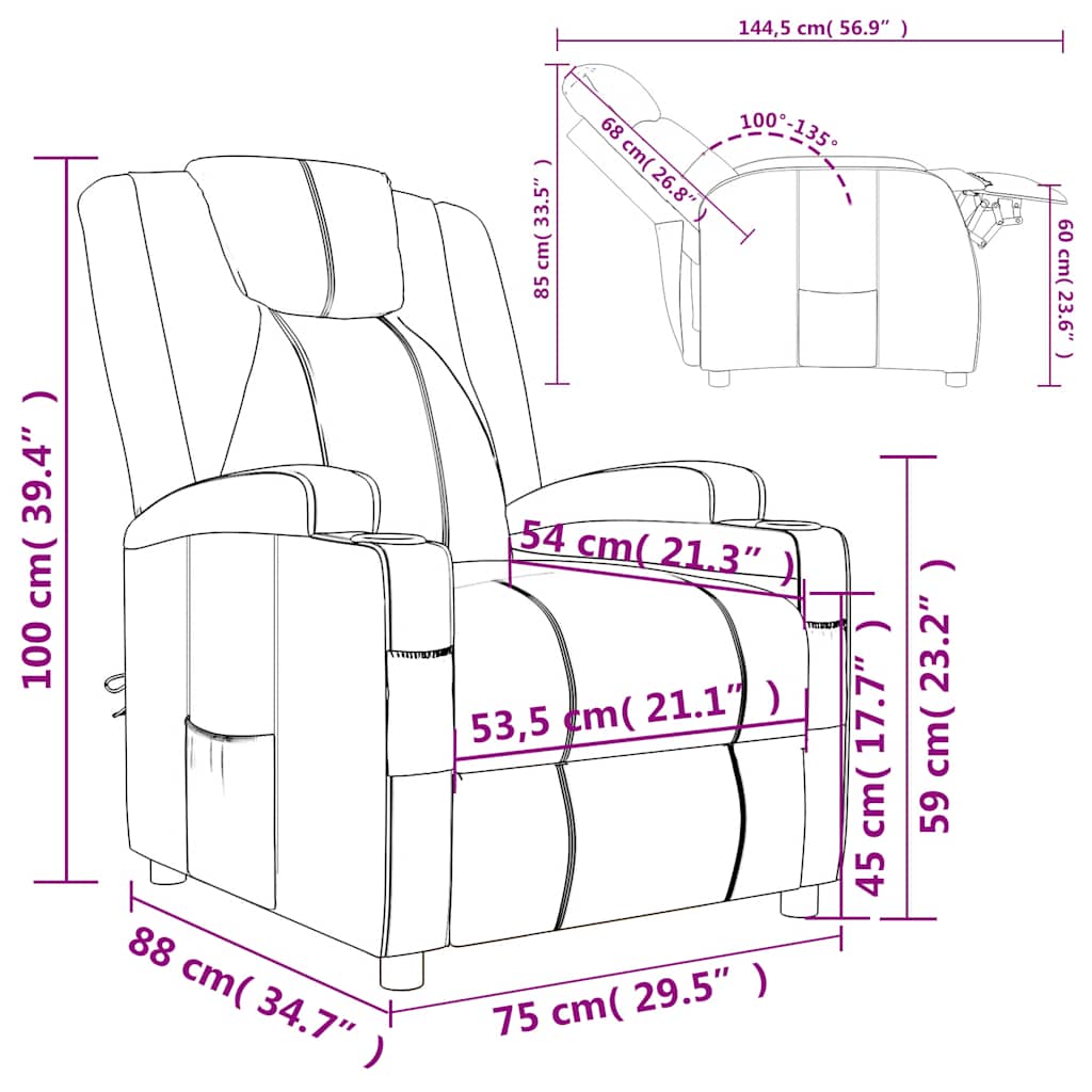 Relaxsessel Cremeweiß Kunstleder
