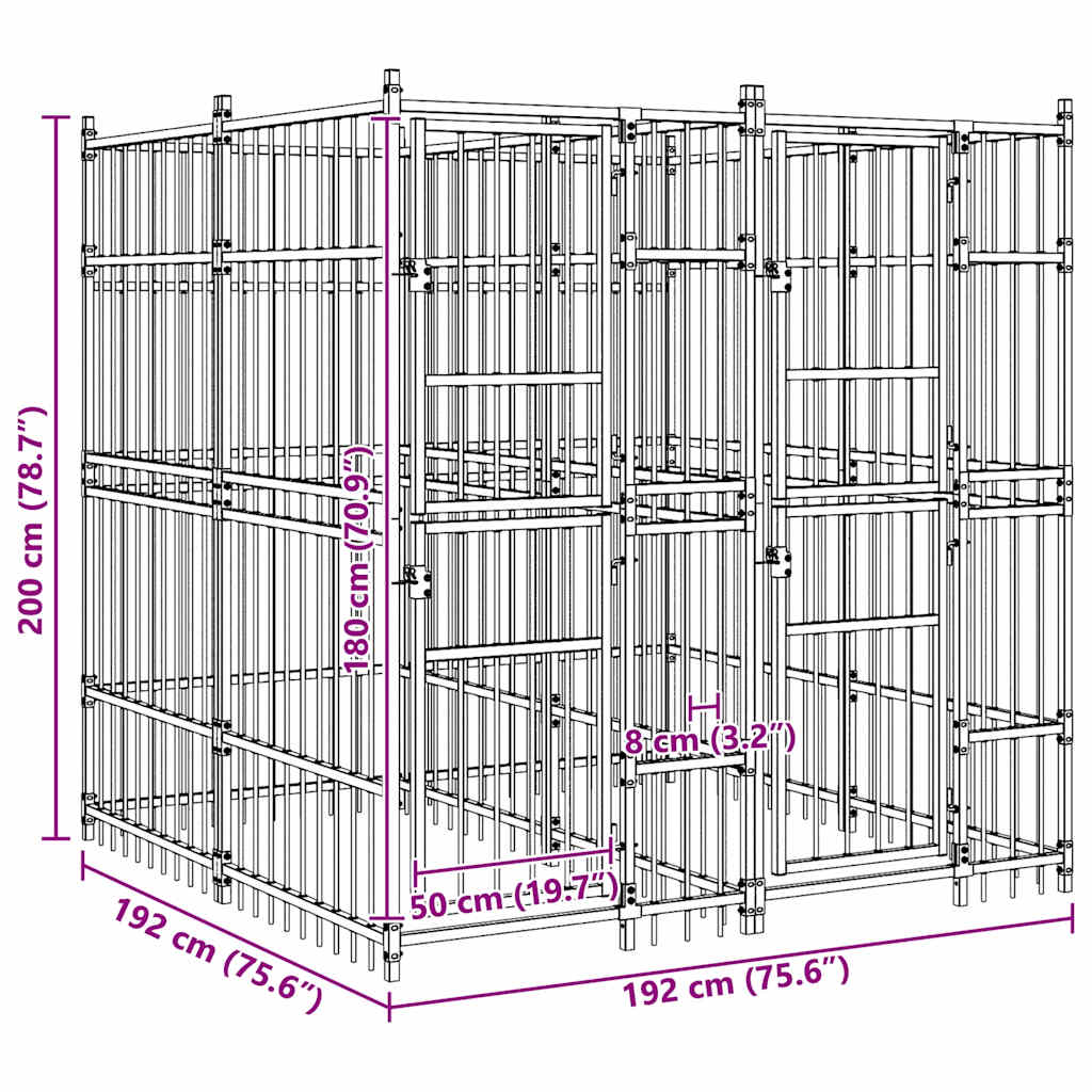 Outdoor-Hundezwinger Stahl 3,69 m²