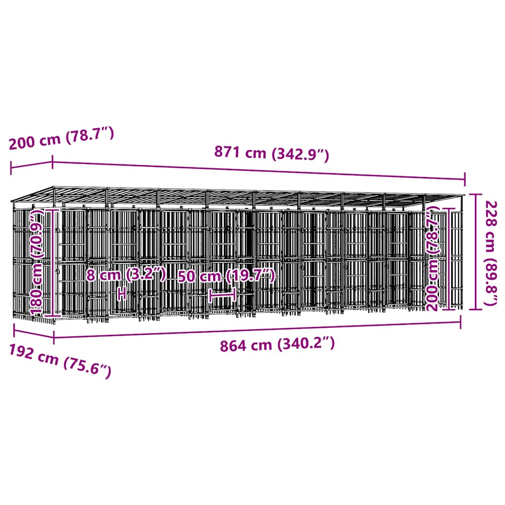 Outdoor-Hundezwinger Stahl 16,59 m²