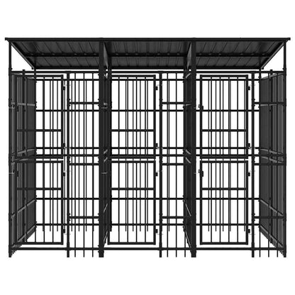 Outdoor-Hundezwinger mit Dach Stahl 5,53 m²