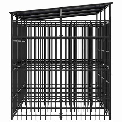 Outdoor-Hundezwinger mit Dach Stahl 5,53 m²