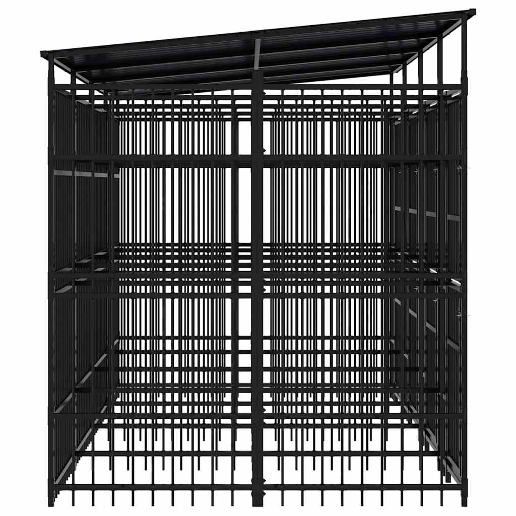 Outdoor-Hundezwinger mit Dach Stahl 7,37 m²