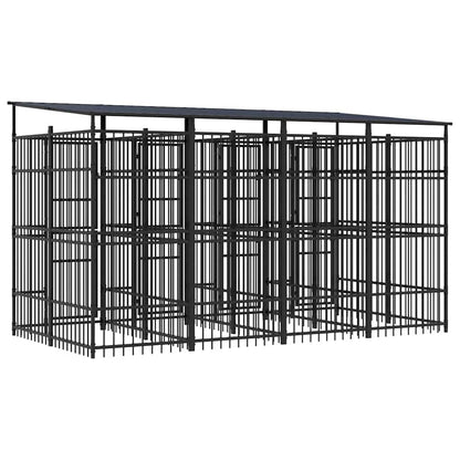 Outdoor-Hundezwinger mit Dach Stahl 7,37 m²