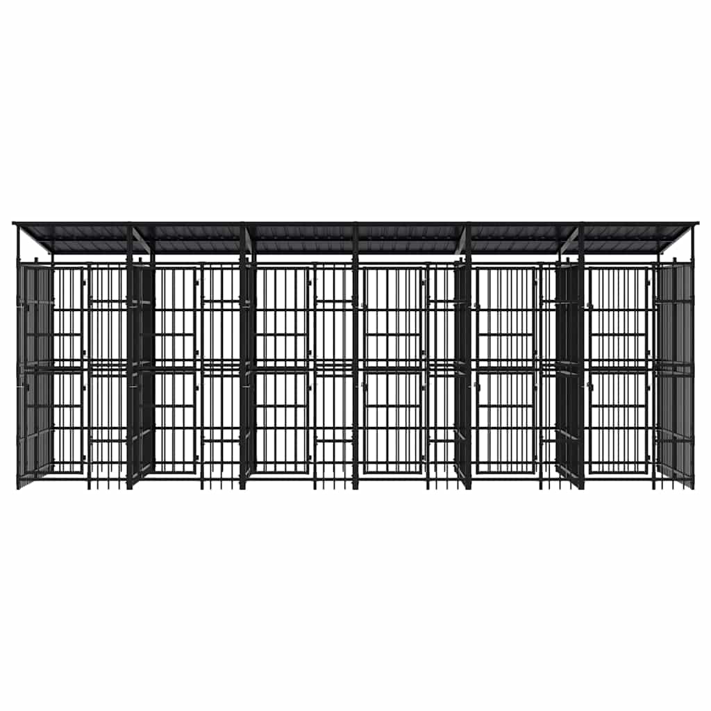 Outdoor-Hundezwinger mit Dach Stahl 11,06 m²