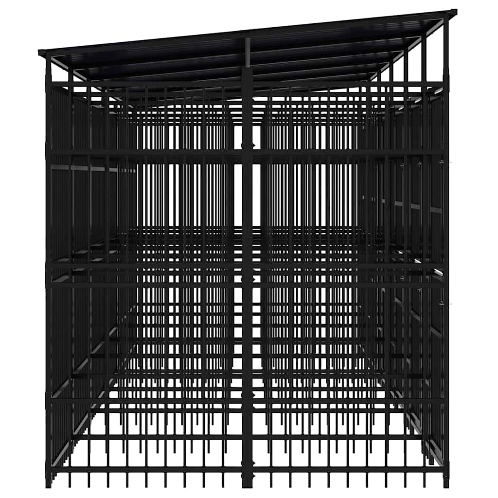 Outdoor-Hundezwinger mit Dach Stahl 11,06 m²