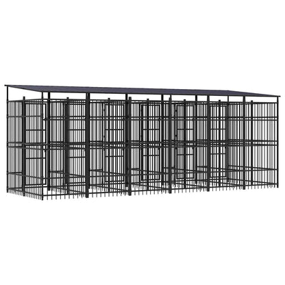 Outdoor-Hundezwinger mit Dach Stahl 11,06 m²