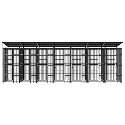Outdoor-Hundezwinger mit Dach Stahl 12,9 m²