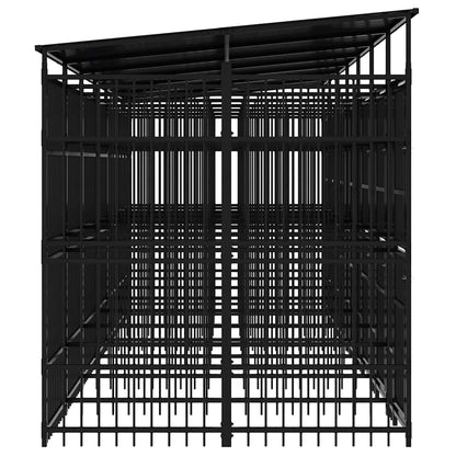 Outdoor-Hundezwinger mit Dach Stahl 12,9 m²