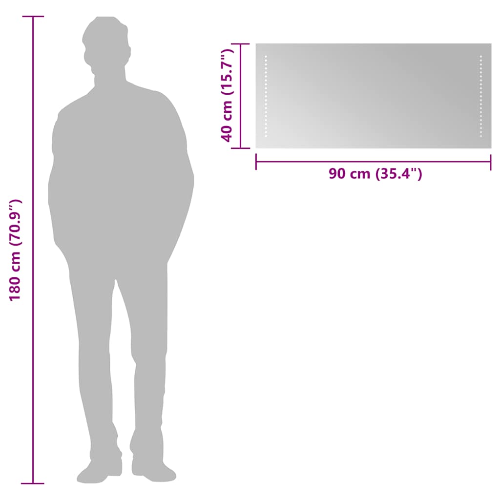 LED-Badspiegel 90x40 cm