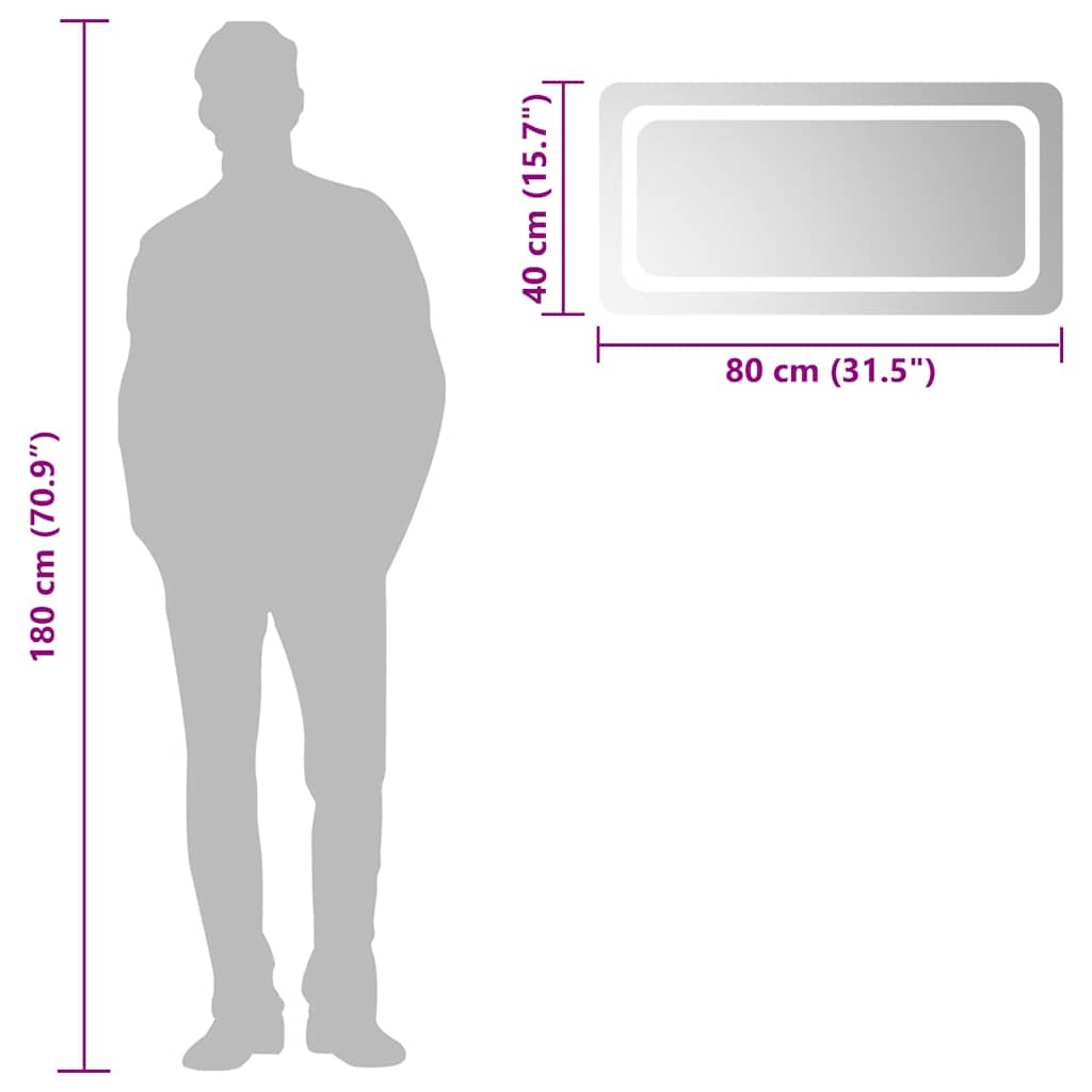 LED-Badspiegel 80x40 cm