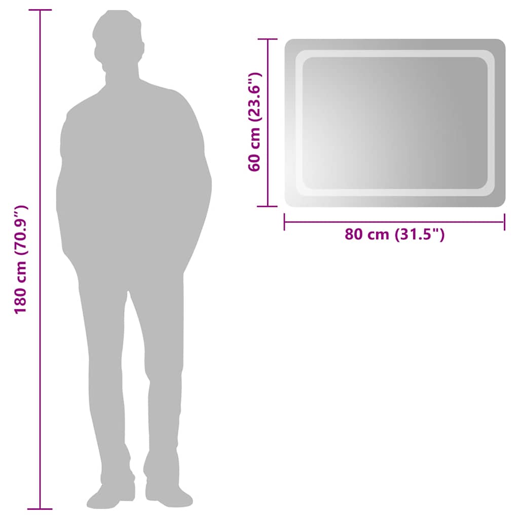 LED-Badspiegel 80x60 cm