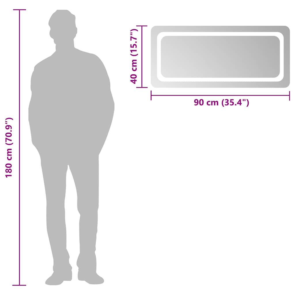 LED-Badspiegel 90x40 cm